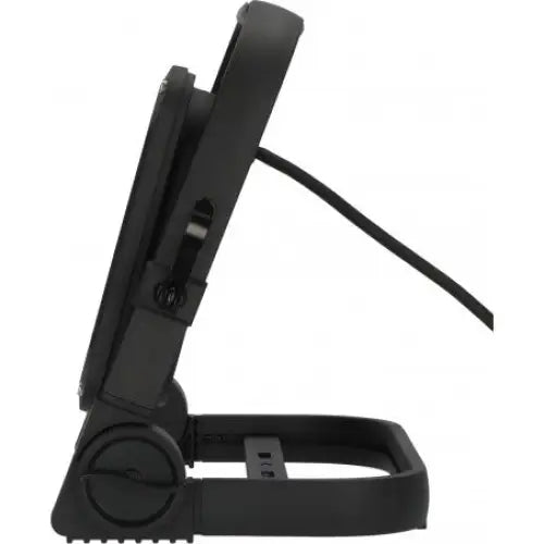 Arbeidslys LED med sort plastkropp, vist fra siden med justerbar vinkel og tilkoblet strømledning.