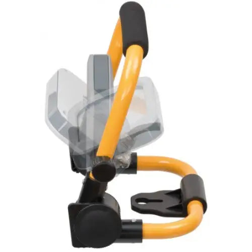 Arbeidslys SLIM LED 950lm på gul og svart holder, sidevisning med justerbar arm og skumgummibelagt håndtak.