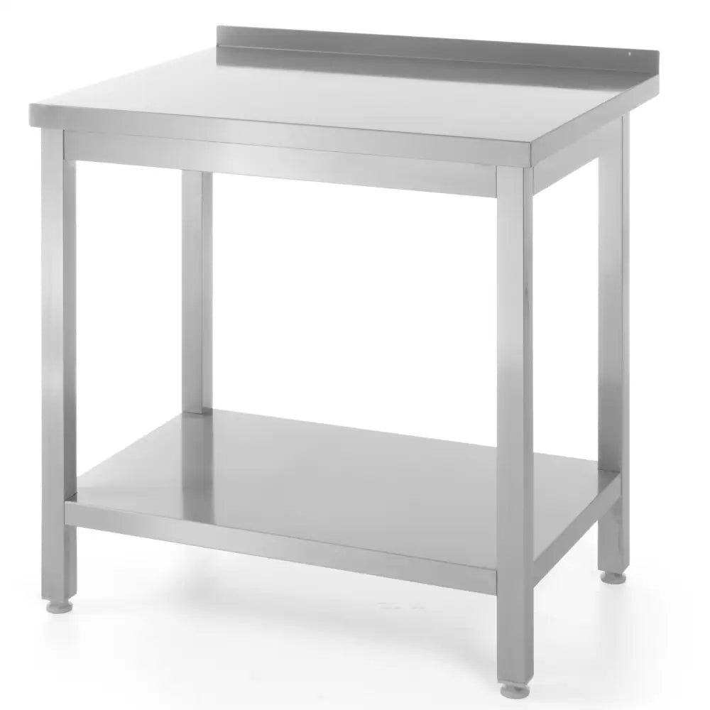 Arbeidsbenk av Stål til Kjøkkenvegg med Kant og Hylle 120x60cm - Hendi 811474