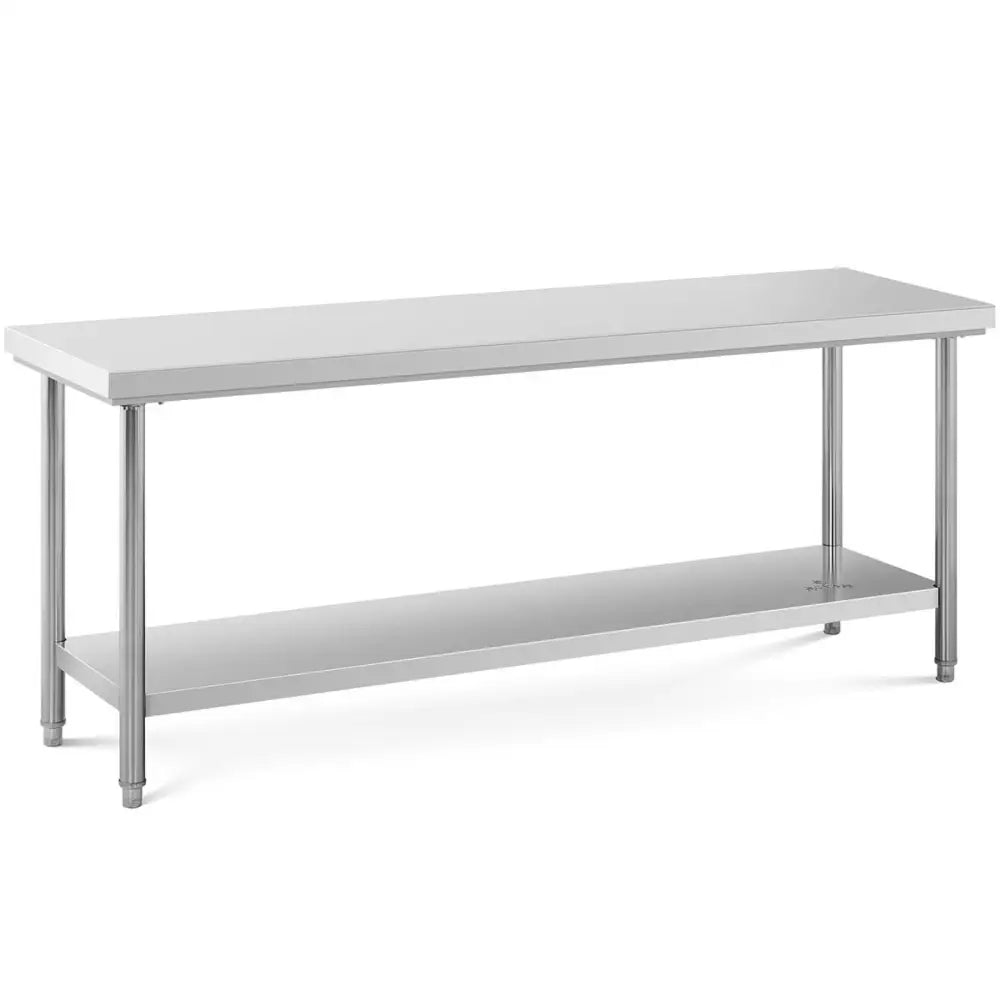 Arbeidsbenk med Sentral Hylle i Rustfritt Stål 200 x 60 Cm