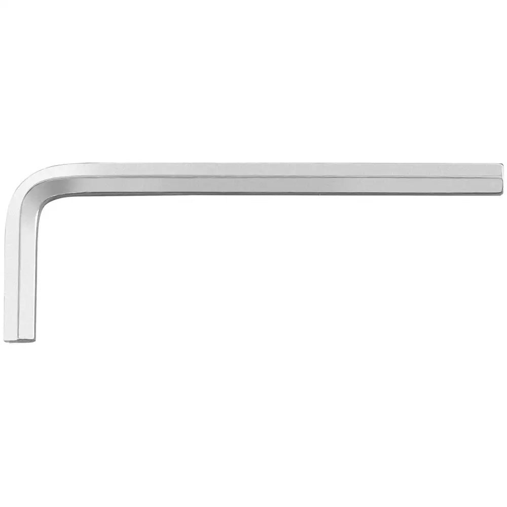 Unbrakonøkkel i sølvfarget metall, sidevisning som fremhever den rette vinkelen og sekskantprofilen.