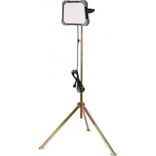 Arbeidslys LED DINORA, firkantet panel på metallstativ, frontvisning med synlig strømkabel.