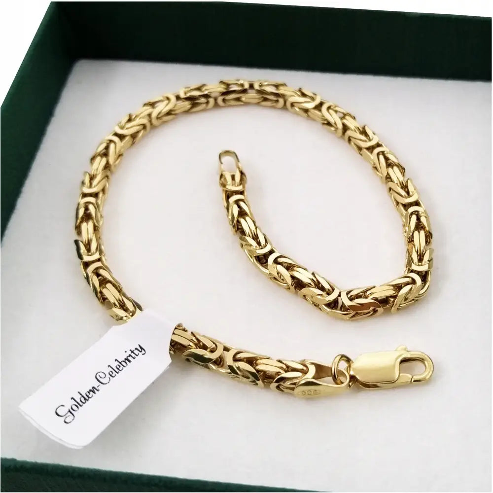 Armbånd Dame 925 Sølv med 14k Gullbelagt Charms 18 Cm