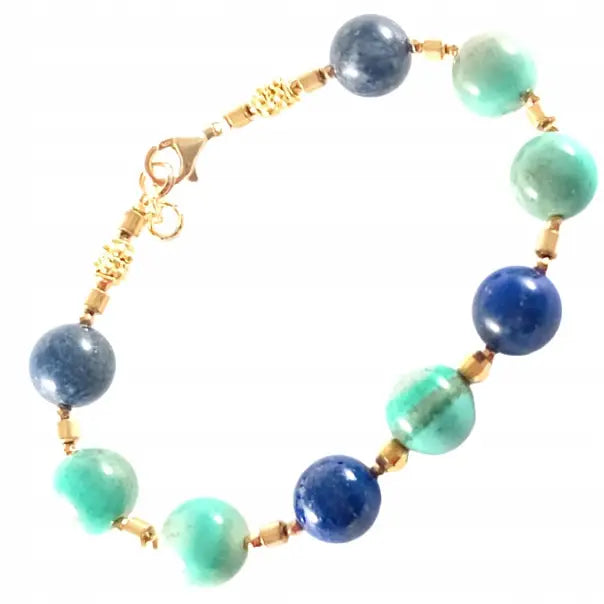 Armbånd Dame med Charms - Chrysoprase og Lapis Lazuli