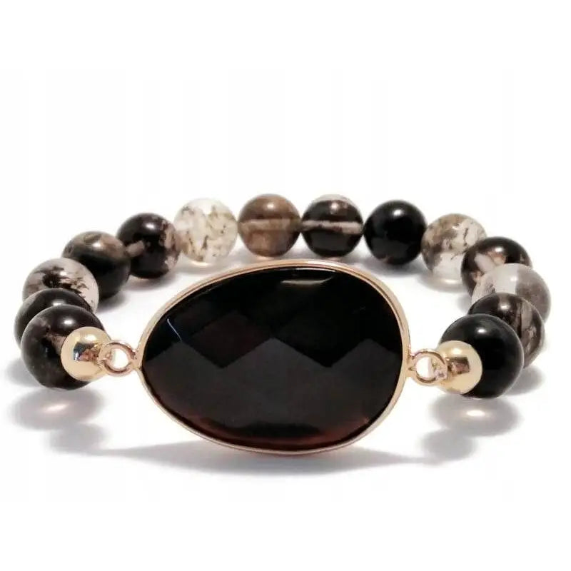 Armbånd Dame - Justerbart Gullarmbånd med Turmalin og Agat