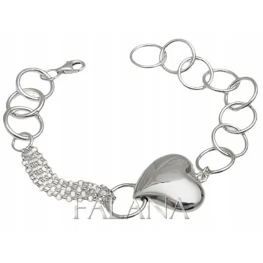 Armbånd Dame med Hjerte - 925 Sterling Sølv Justerbart