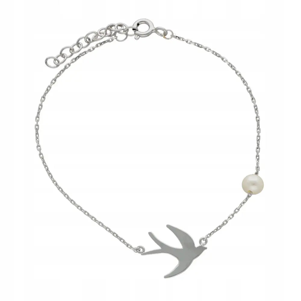 Armbånd Dame Sølv med Perle og Charms - Justerbart 16 Cm