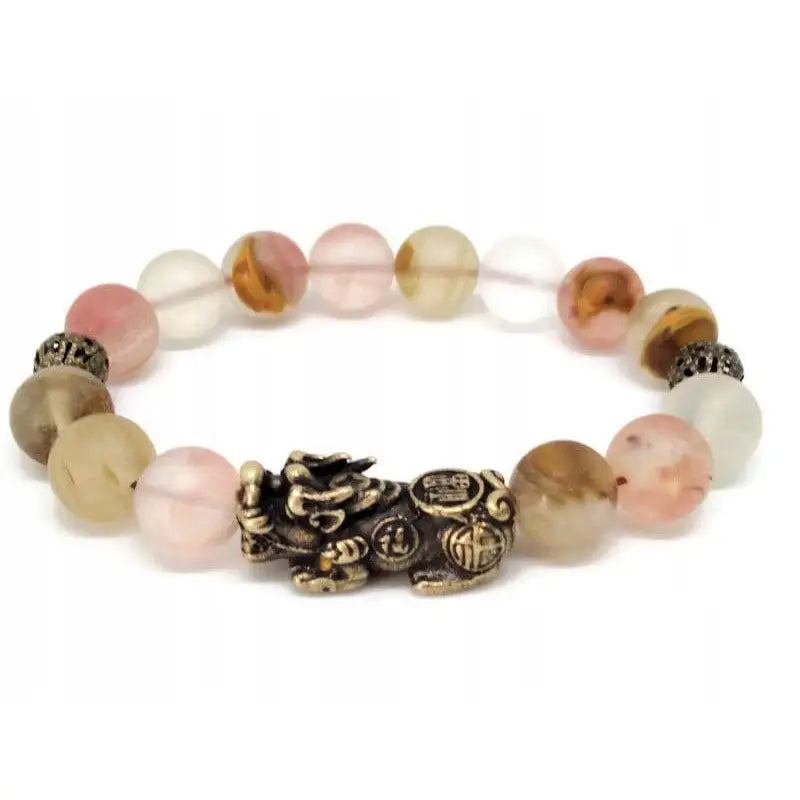 Armbånd Dame med Charms - Naturlig Turmalin 10mm 19cm