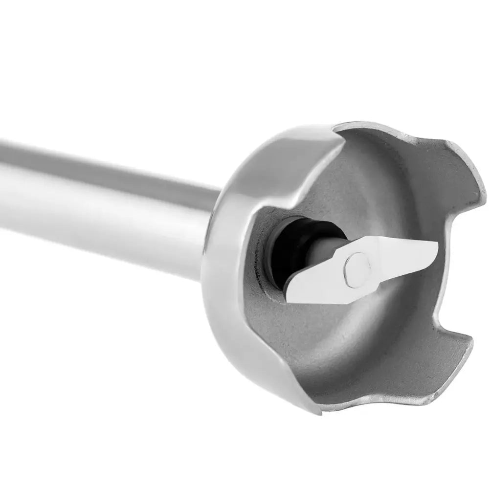 Armknivkvernenderekverk til blender, nærbilde av to skarpe knivblader i rustfritt stål fra skrå vinkel.