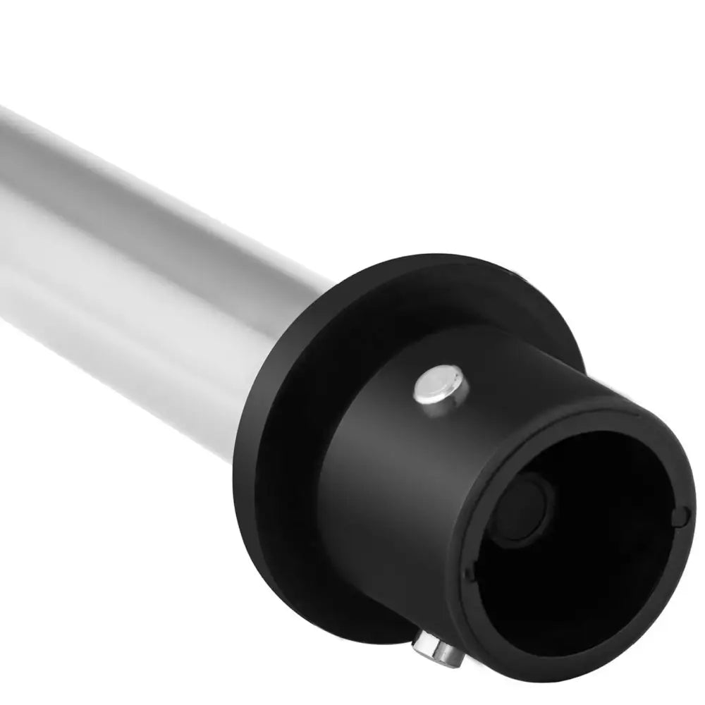 Armknivkvernenderekverk til blender, detaljert nærbilde av sort plasthylse med knapp på metallrørets ende.