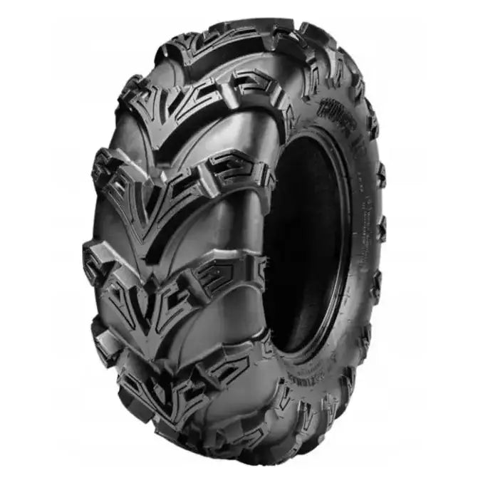 Atv Dekk 25x10R12 Arisun AR11, sidevinkel som fremhever det dype terrengmønsteret og slitesterke gummien.