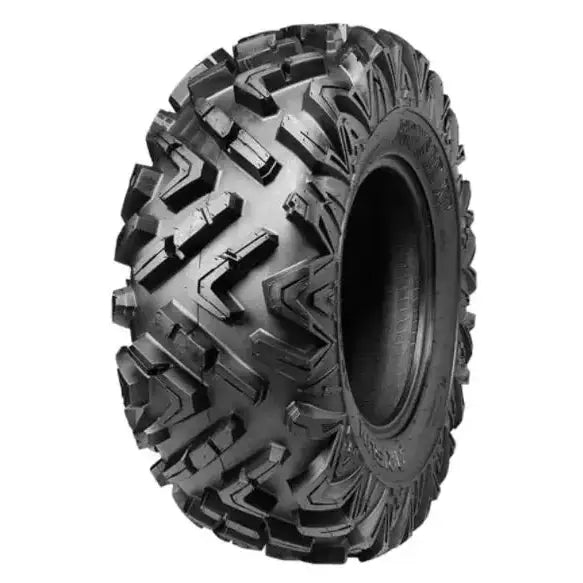 Atv Dekk 27x11R14 Arisun AR69, skråvisning som fremhever grovt terrengmønster og brede spor mot hvit bakgrunn.