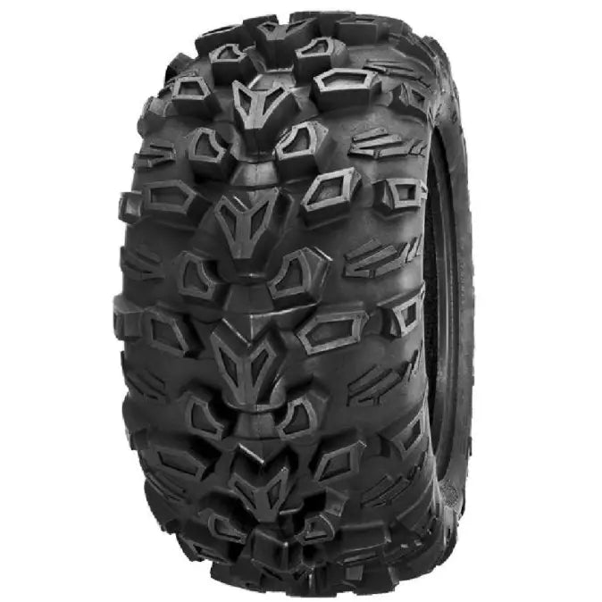 Atv Dekk 25x10R12 Arisun AT36, vinklet visning som fremhever de dype knastene og den grove terrengslitebanen.