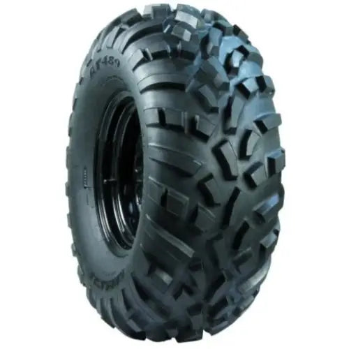 Atv Dekk 25x8-12 Carlisle AT489, trekvart vinkel med markerte spor og grovmønstret slitebane for godt grep.