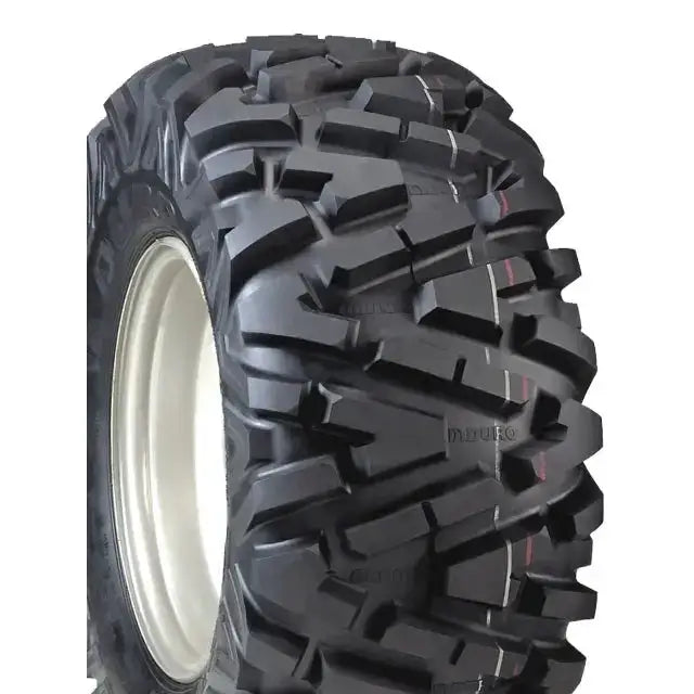 Atv Dekk 25x11R12 Duro Power Grip, skråvisning med lys felg og ekstra grove mønsterblokker.