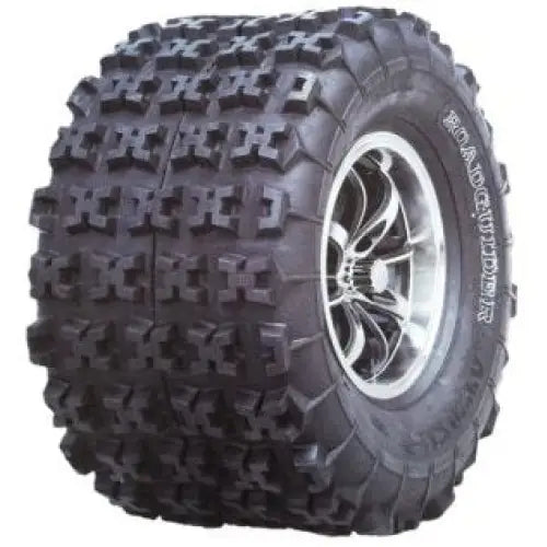 Atv Dekk 22x7-10 Forerunner EOS, sidevisning som fremhever grove knotter og blank felg i sort gummi.