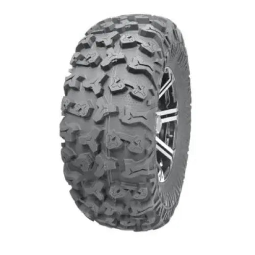 Atv Dekk 29x11R14 Journey, skrått bilde som fremhever sølvfargede eiker og det grove mønsteret.