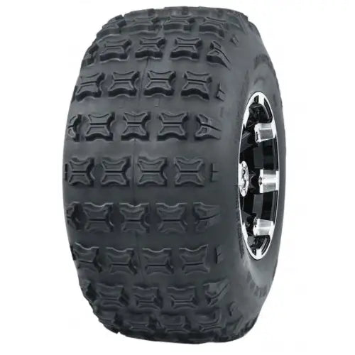 Atv Dekk 18x9.50 Journey P316, skråvisning med tydelig grovmønstret slitebane og sølvfargede felgdetaljer.