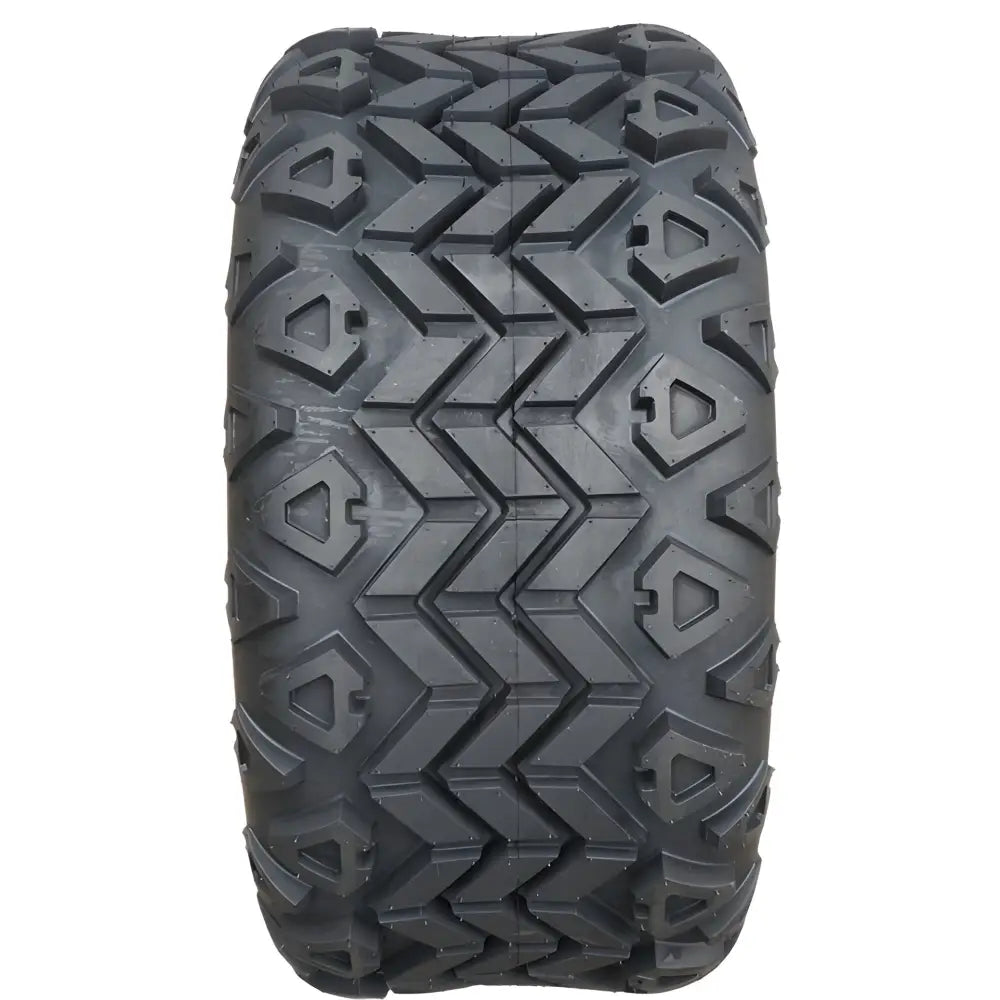 Atv Dekk 25x10-12 Journey, frontbilde som fremhever det grove sikksakk- og sekskantmønstrede slitebanen.