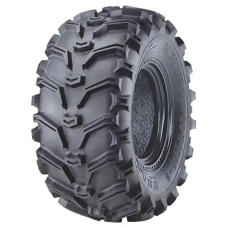 Atv Dekk 22x12-8 Kenda Bear Claw, skråvisning som fremhever det dype, kantete slitebanemønsteret i grov gummi.