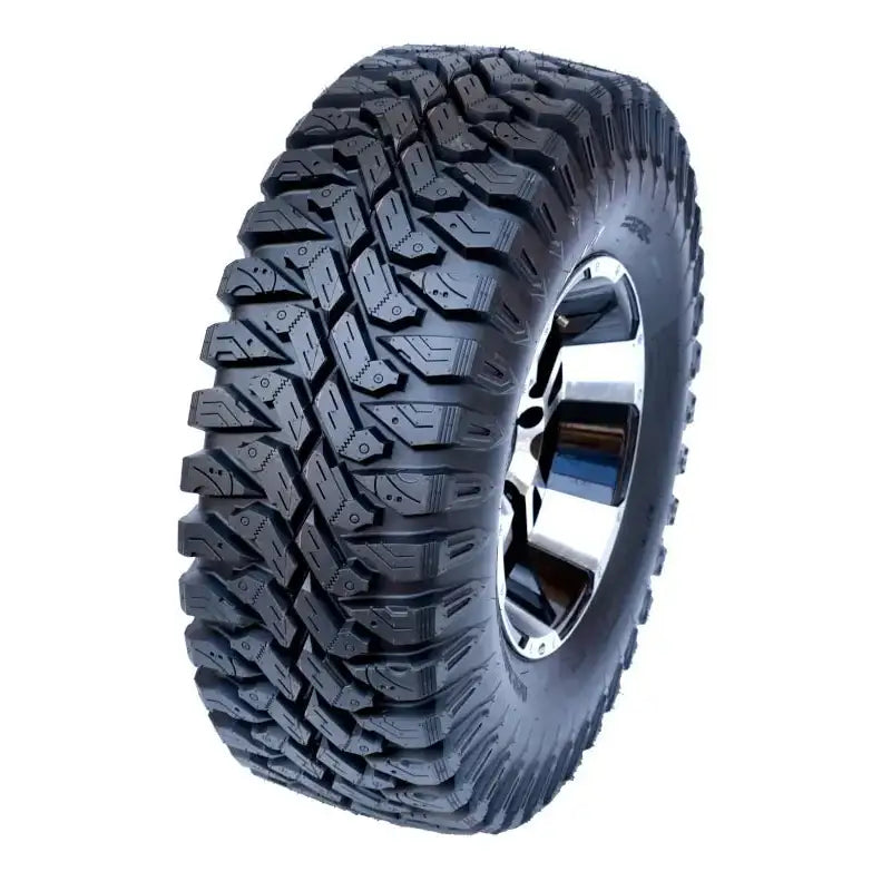 Atv Dekk 30x10-14 Roadguider Ohanzee A/T, skråvisning som fremhever grove spor og blanke metallfelgdetaljer.