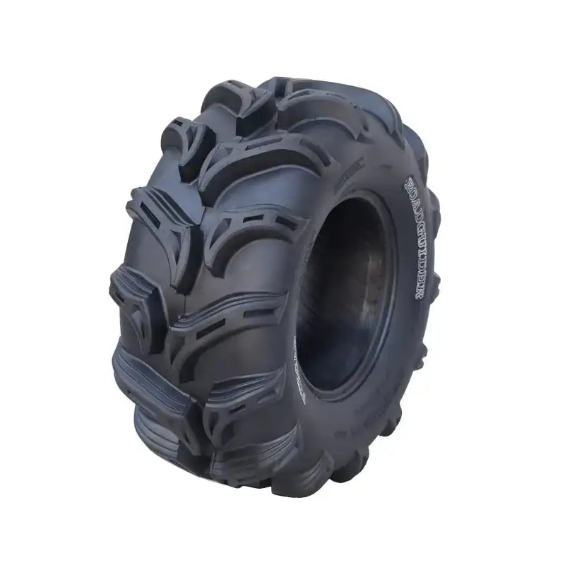Atv Dekk 27x9-12 Roadguider Vulcan, skråvinkel som fremhever grove knaster og slitesterkt gummimønster.