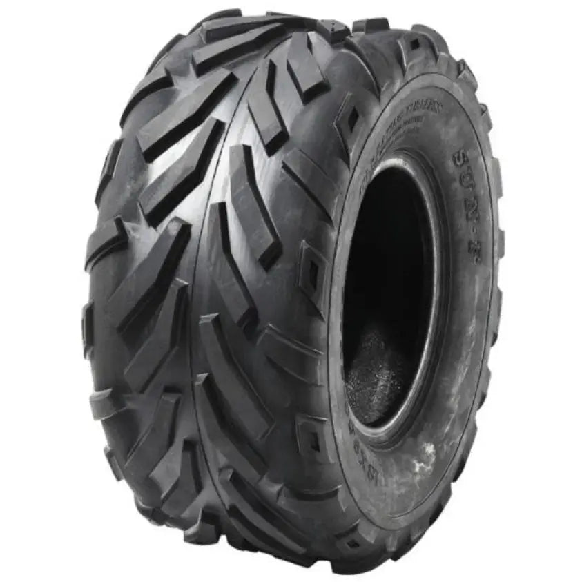 Atv Dekk 18x9.50 Sunf A-016, skråvisning som fremhever det grove mønsteret for optimalt terrenggrep.