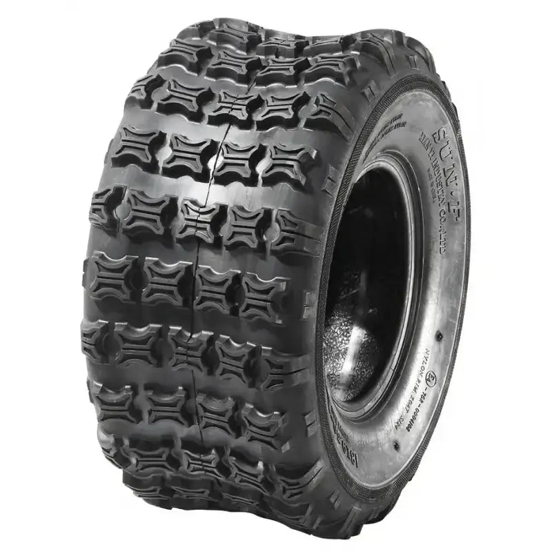 Atv Dekk 18x9.50 Sunf A-018, sidevinkel som fremhever grove knaster og mønster for optimalt terrenggrep.
