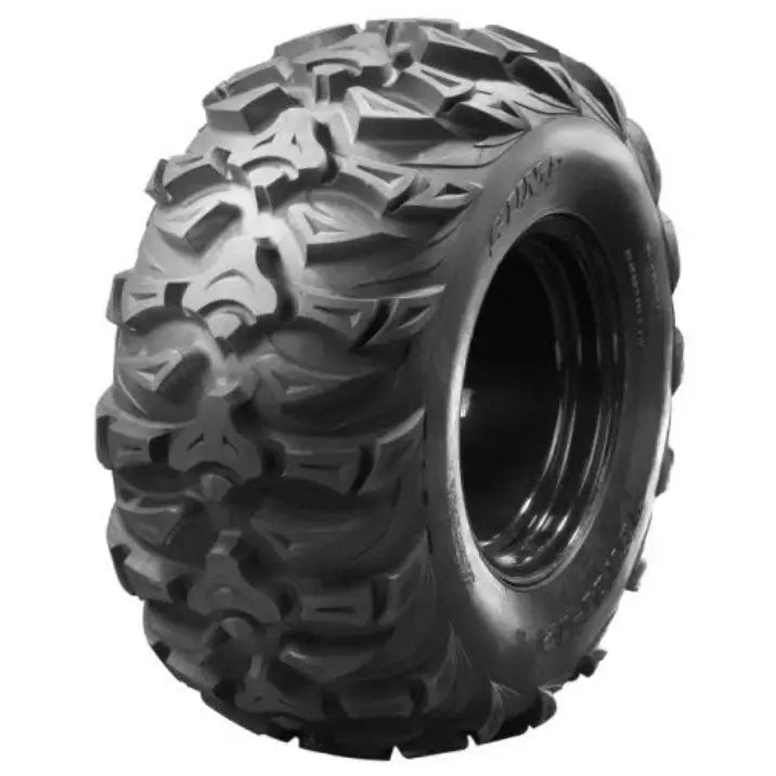 Atv Dekk 26x9-12 Sunf A-040, side- og frontperspektiv som fremhever det markerte mønsteret for optimalt grep.