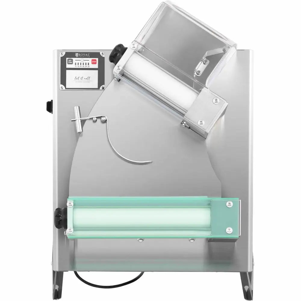 Automatisk deigkjevler, frontbilde som viser to ruller med mintgrønn detalj og gjennomsiktig deksel.