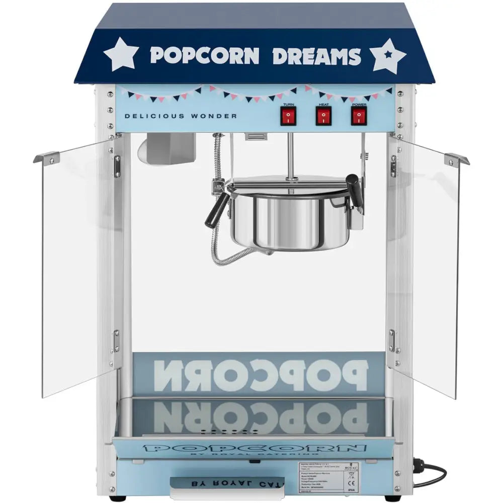 Automatisk Popcornmaskin Retro Teflon 1600 w 5-6 Kg/t - Blå