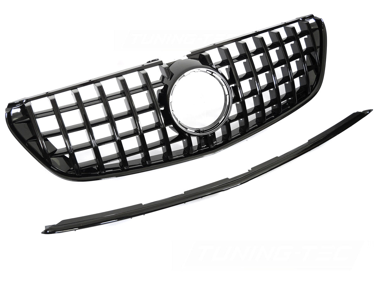 Grill til Mercedes V-Klasse/Vito W447 14-19 i sort sett rett forfra på hvit bakgrunn.