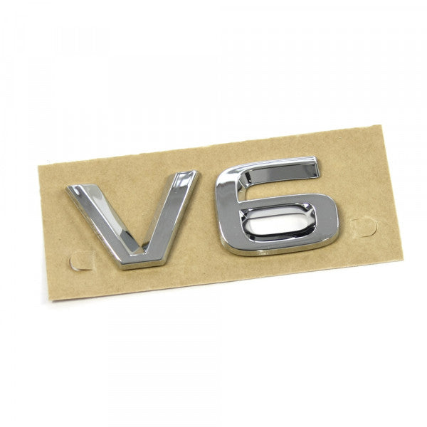 Emblem/logo til Skoda V6 Glossy Chrome i blank krom for montering på bakluke