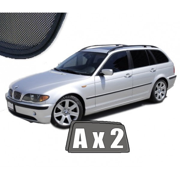 Sr solskjerm i akryl til Bmw 3 (E46) Touring, svart og røykfarget design for vindavviser og regnbeskyttelse