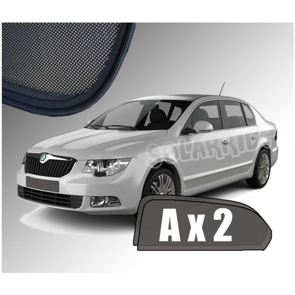 Solskjerm Skoda Superb Liftback II (2008-2015) (2 stk) - sett bakfra