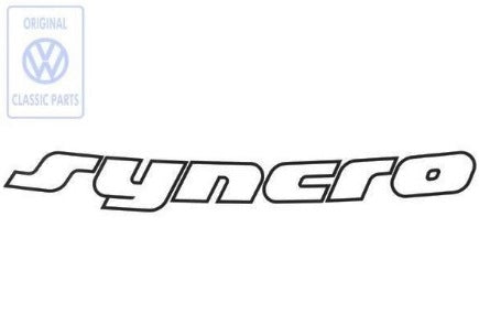 Emblem/logo til Vw Syncro T4 i svart klistremerke for panseret, original VW-del