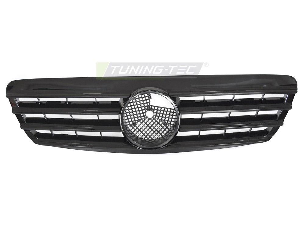 Detaljbilde av Grill S-Klasse W220 98-02 sort med lamellstruktur og emblemfeste.