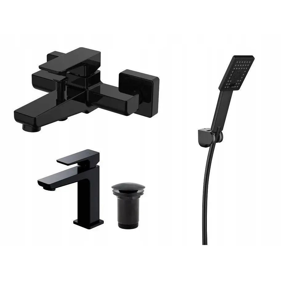 Badekarpakke + Omnires Parma Svart Servantbatteri