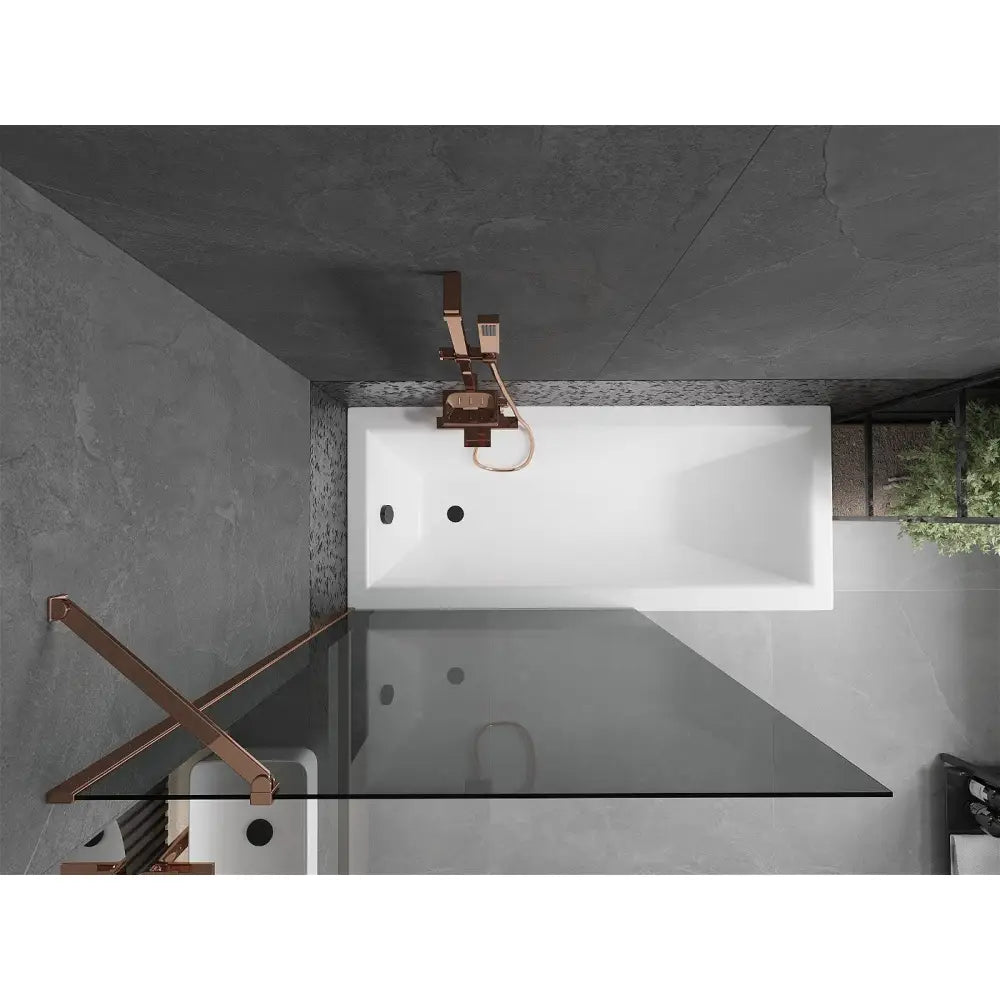 Badekarvegg Mexen Next 100 x 150 cm - roségull ramme sett fra siden