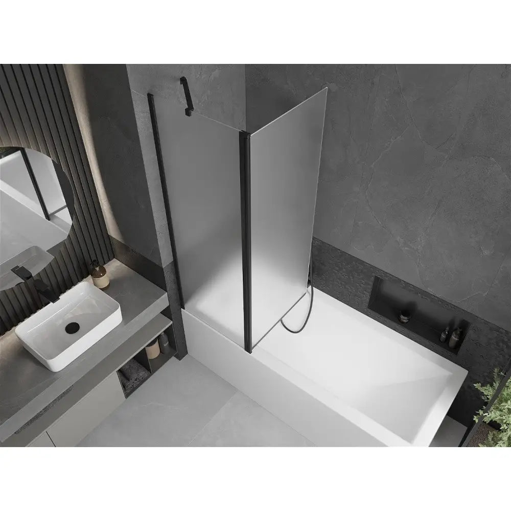 Mexen Flip 1-delt badekarvegg 120 x 150 cm svart - produktbilde
