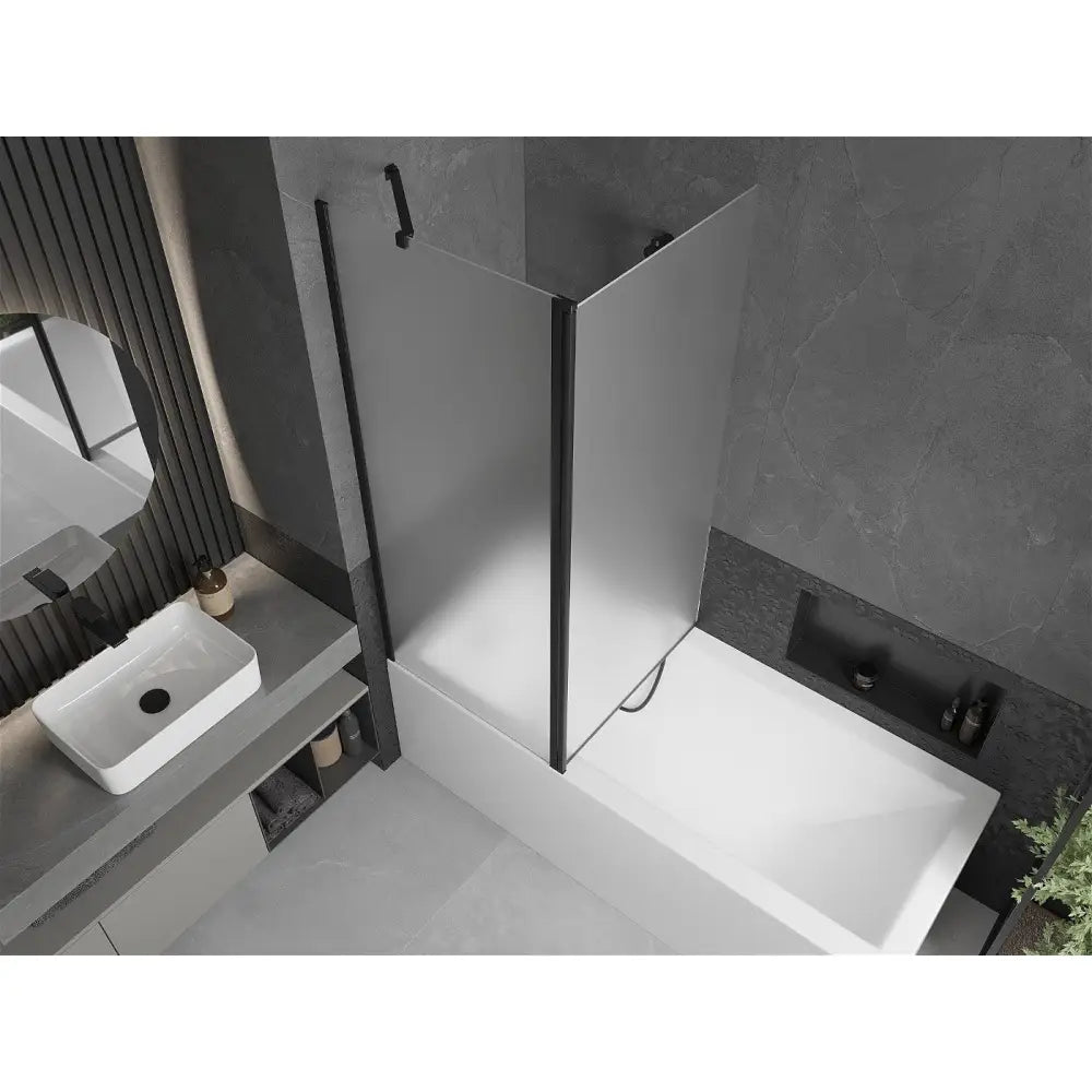 Mexen Flip 1-delt badekarvegg 140 x 150 cm svart - produktbilde