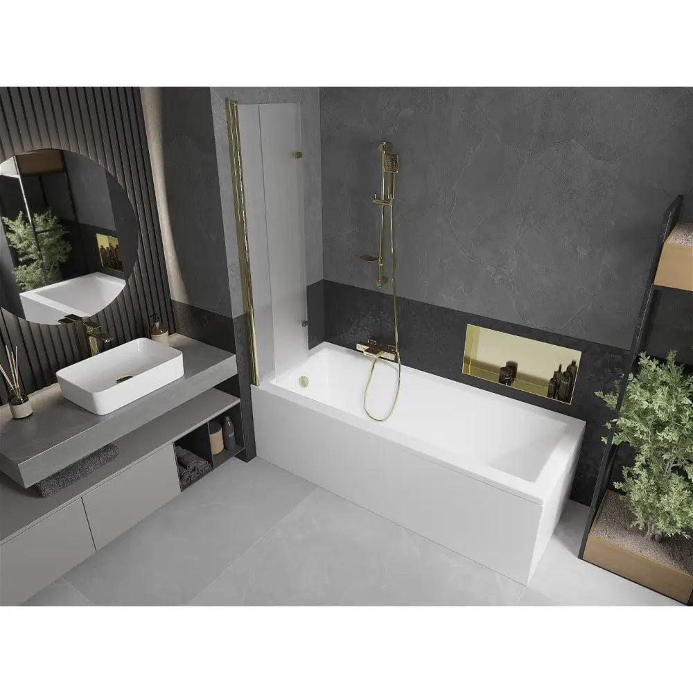 Badekarvegg 2-delt 100x150 Cm Frostet Gull