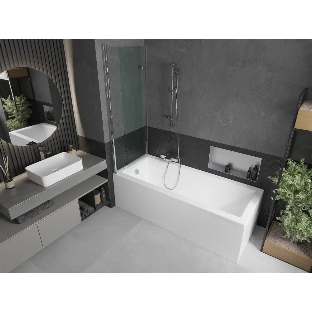 Badekarvegg 2-delt 120x150 Cm Gjennomsiktig Krom