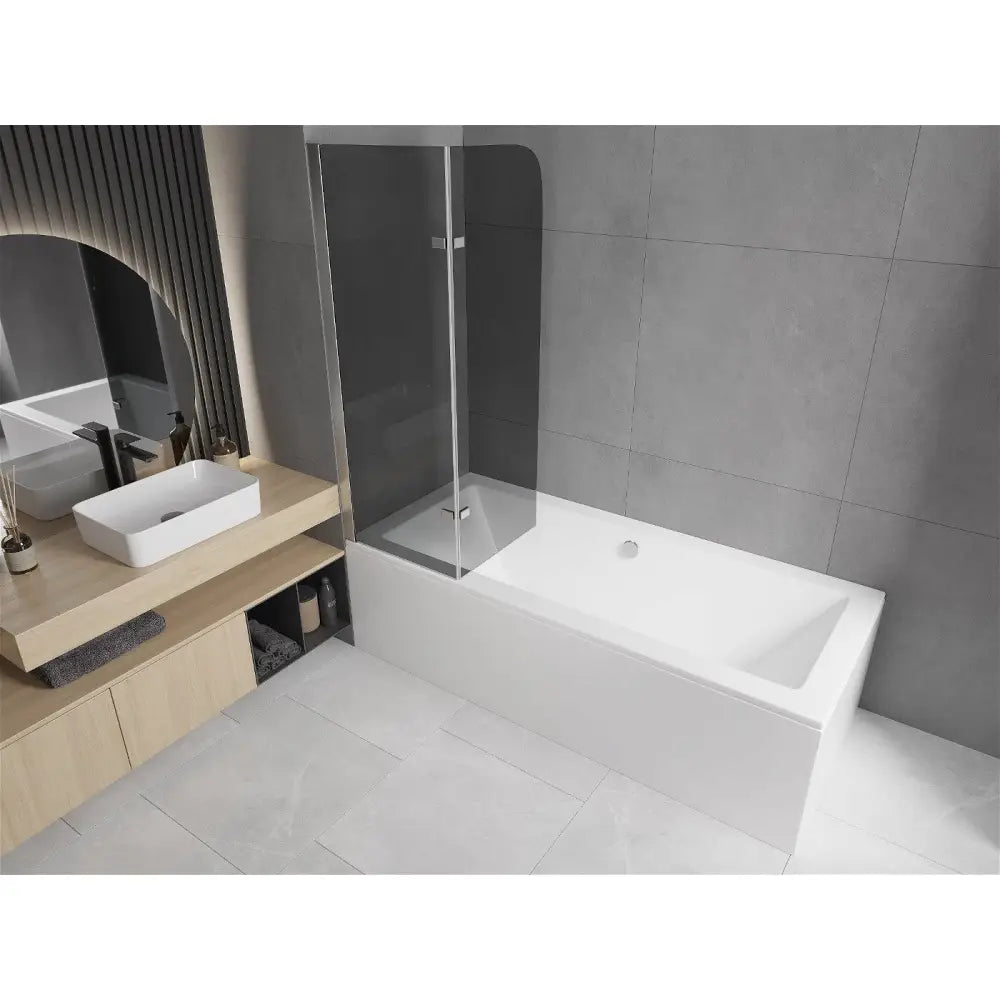 Badekarvegg 2-delt 80x140 Cm Grafitt Krom