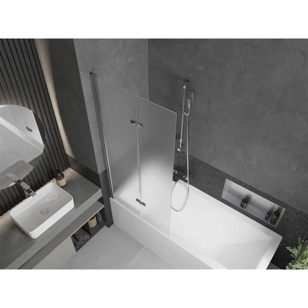 Badekarvegg 2-delt 80x150 Cm Frosted Krom