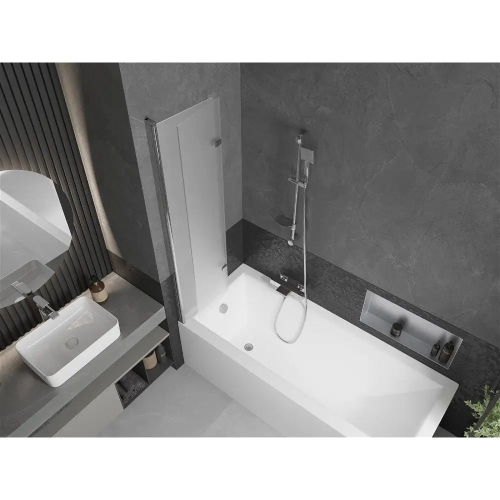 Badekarvegg 2-delt 80x150 Cm Frosted Krom