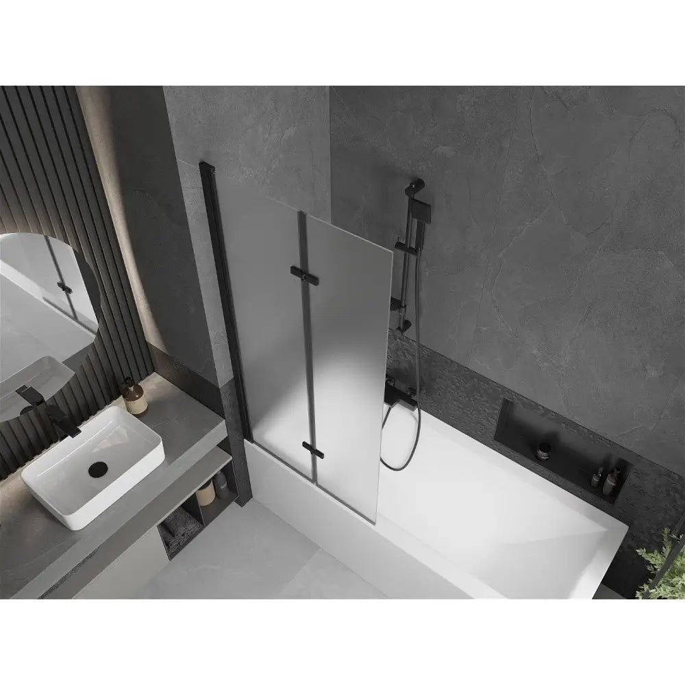 Badekarvegg 2-delt 80x150 Cm Frostet Svart