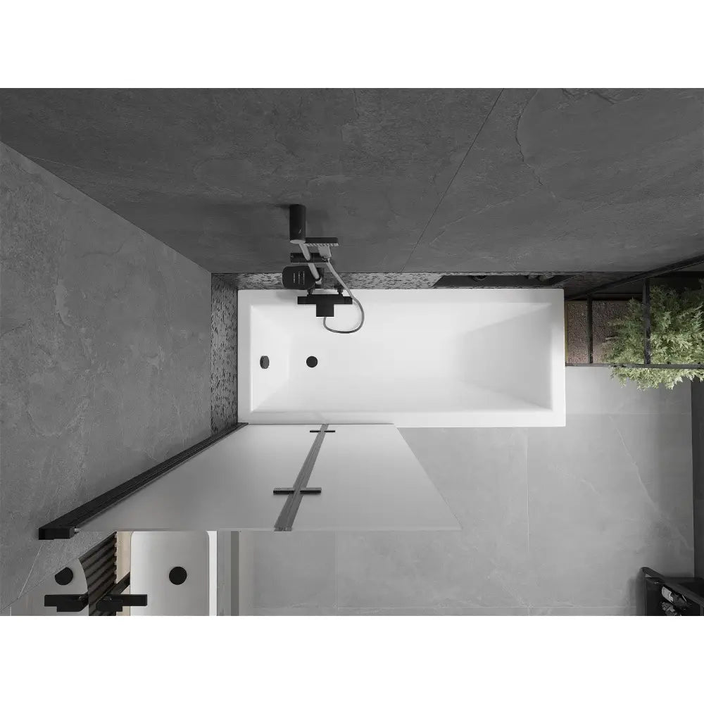 Badekarvegg 2-delt 80x150 Cm Frostet Svart