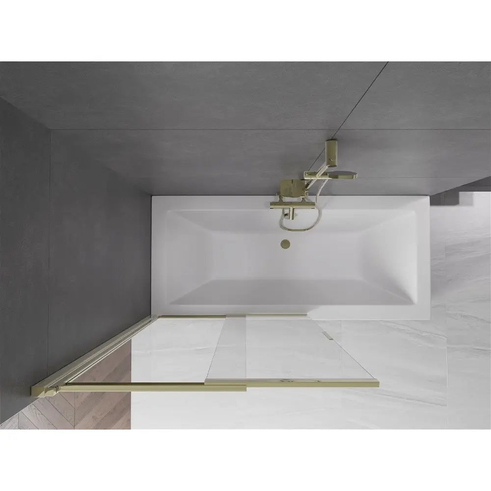 Badekarvegg 2-delt Skyvbar 100x150 Cm Gjennomsiktig Gull