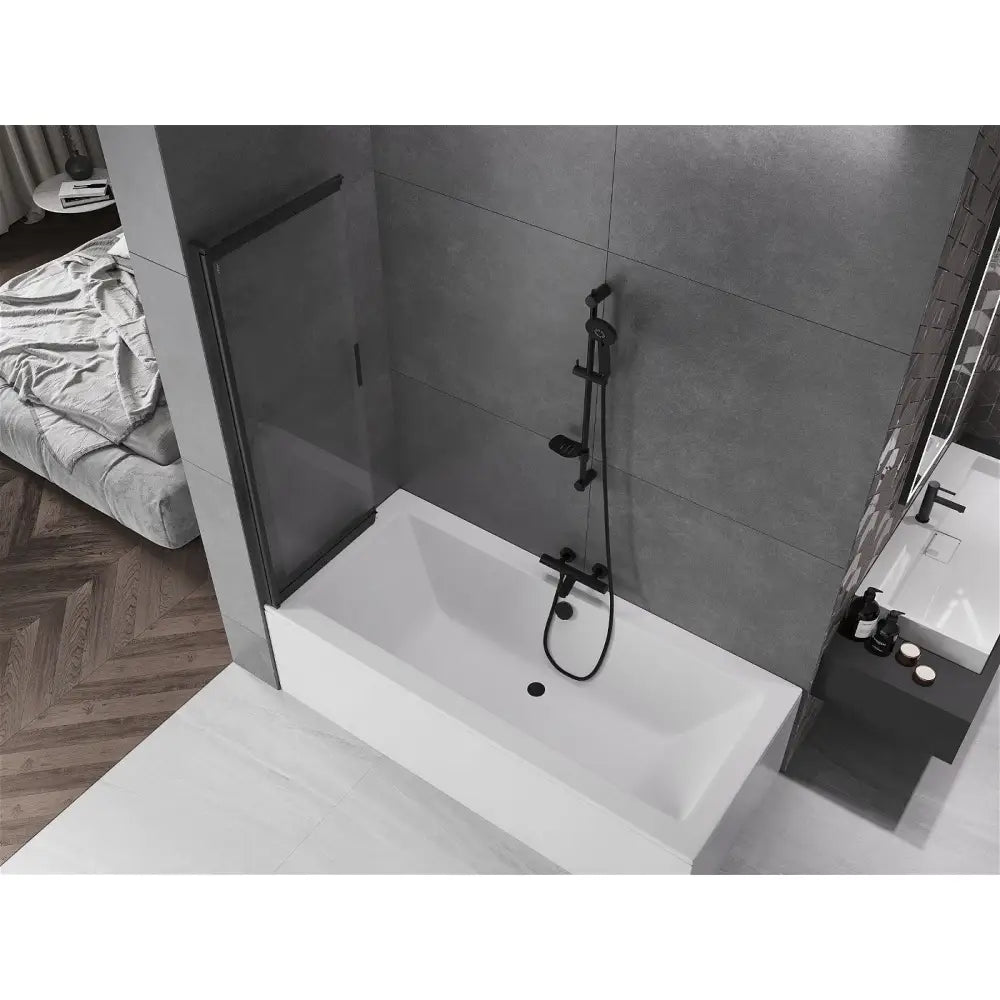 Badekarvegg 2-delt Skyvbar 100x150 Cm Gjennomsiktig Svart